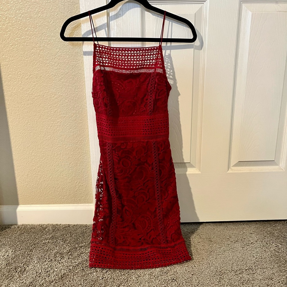Topshop red lace dress